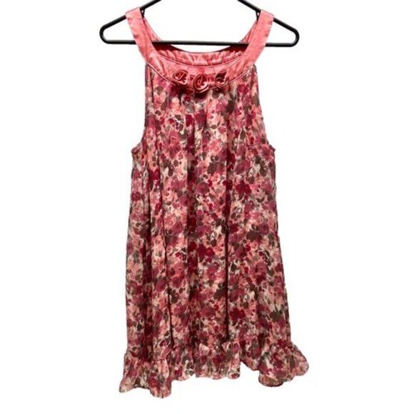 Elle Sleep Nightgown Women's Large Pink Floral Sleeveless Flower Collar Sexy EUC - Picture 1 of 9